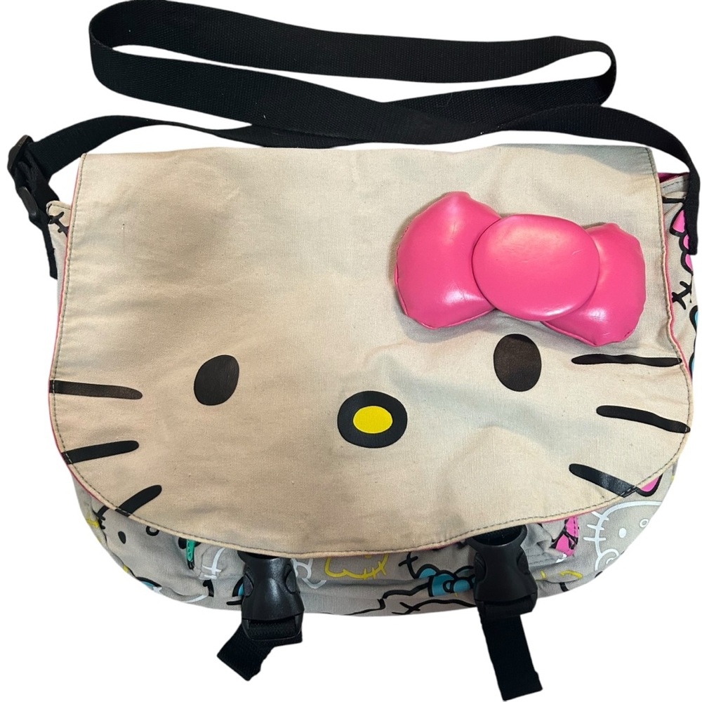 Hello Kitty Messenger Bag Sanrio 2014 Pink Bow Face Tote Crossbody Canvas